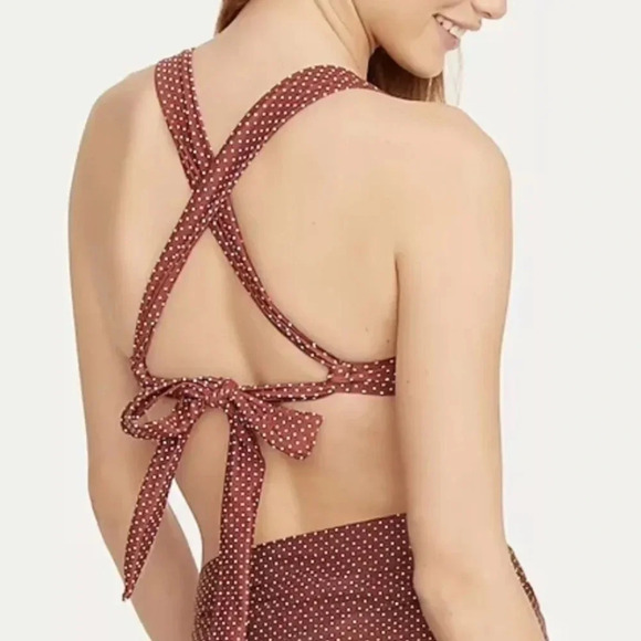 New J Crew Ruched Underwire Bikini Top Polka Dot Sable BF259 - Picture 6 of 6